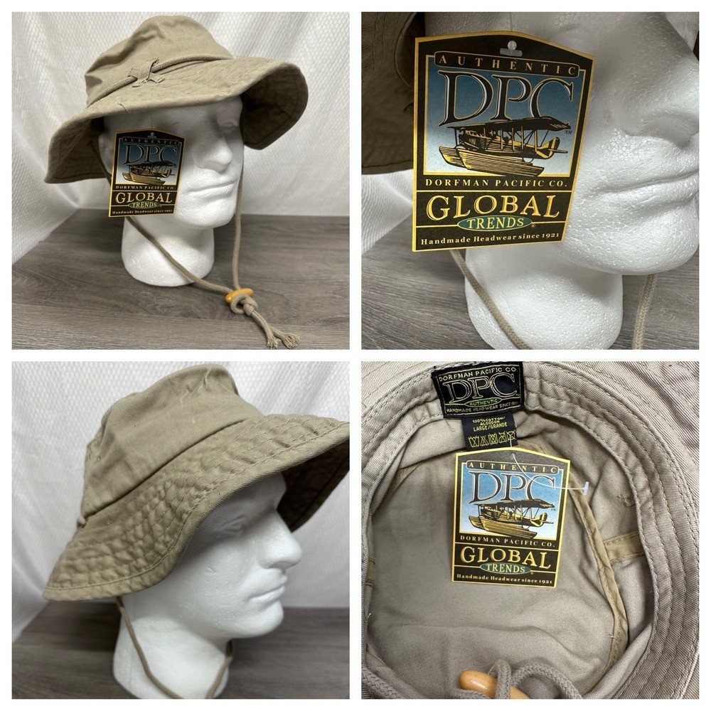 Dorfman Pacific Safari Sun Hat Light Khaki Explorer DPC Fishing Boonie Sz L / XL